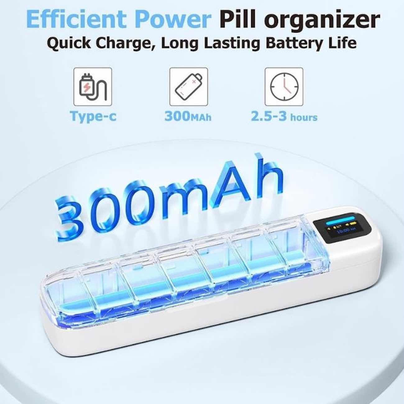 Porodo Liveon Portable Smart Pill Organizer with App and Alert - white LVONZ11AWH