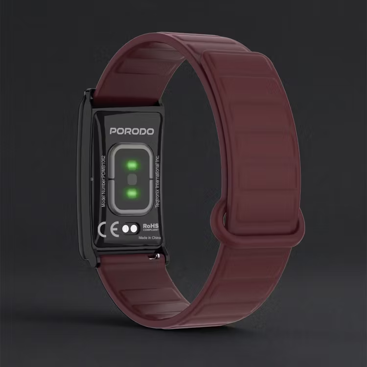 PORODO Screenless Magnetic Fitband Fitness STRAP BURGANDY