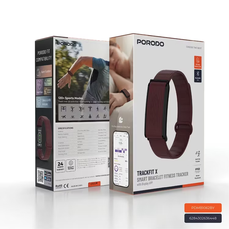 PORODO Screenless Magnetic Fitband Fitness STRAP BURGANDY