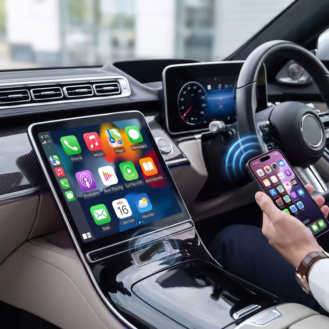 PORODO 2-in-1 Wireless CarPlay & Android Auto Adapter  - Black
