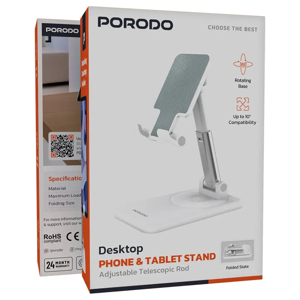 Porodo Desktop Phone & Tablet Stand Adjustable Telescopic Rod PDCCT19