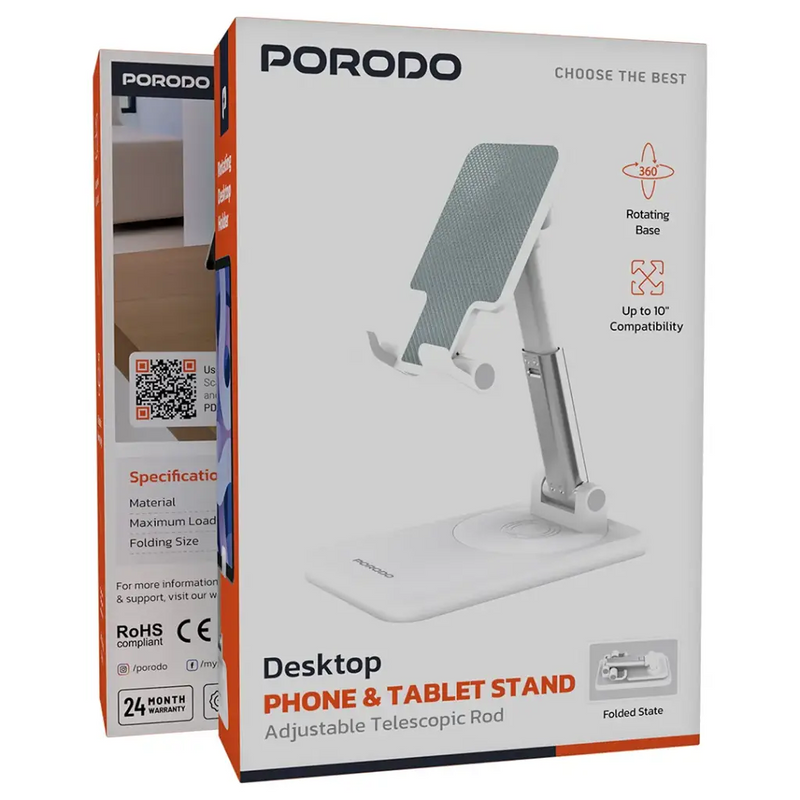 Porodo Desktop Phone & Tablet Stand Adjustable Telescopic Rod PDCCT19