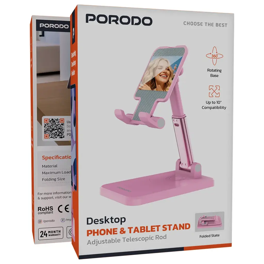 Porodo Desktop Phone & Tablet Stand Adjustable Telescopic Rod PDCCT19
