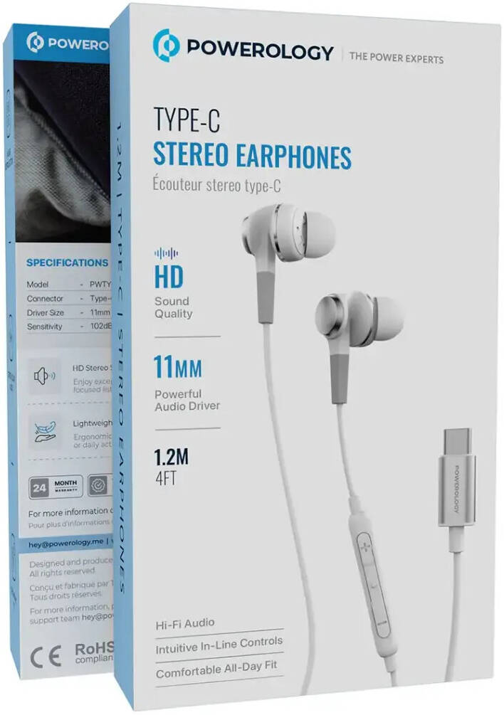 Powerology Type-C Stereo Wired Earphones