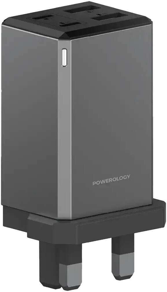 Powerology 65W Multiple Port UK GaN Adapter - Grey