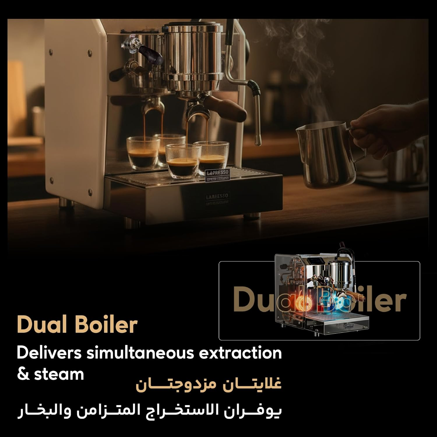 LePresso Espresso Eccellenza Dual Boiler Commercial Coffee Machine - White