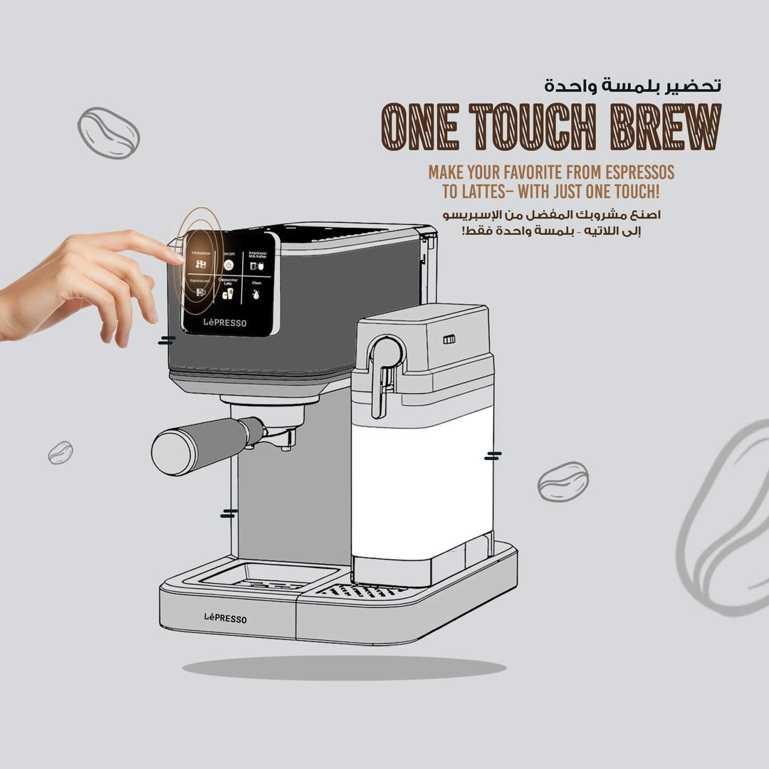 LePresso Latteo 20 Bar Espresso Coffee Maker with Milk Frother and Touch Display - Silver