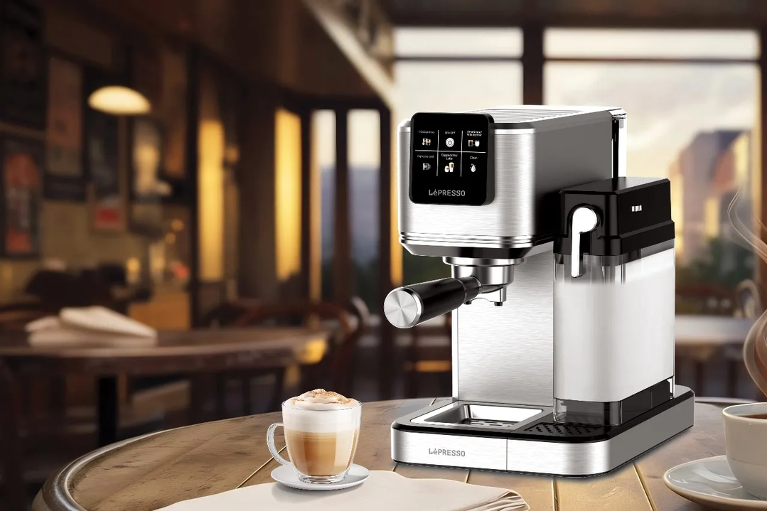 LePresso Latteo 20 Bar Espresso Coffee Maker with Milk Frother and Touch Display - Silver