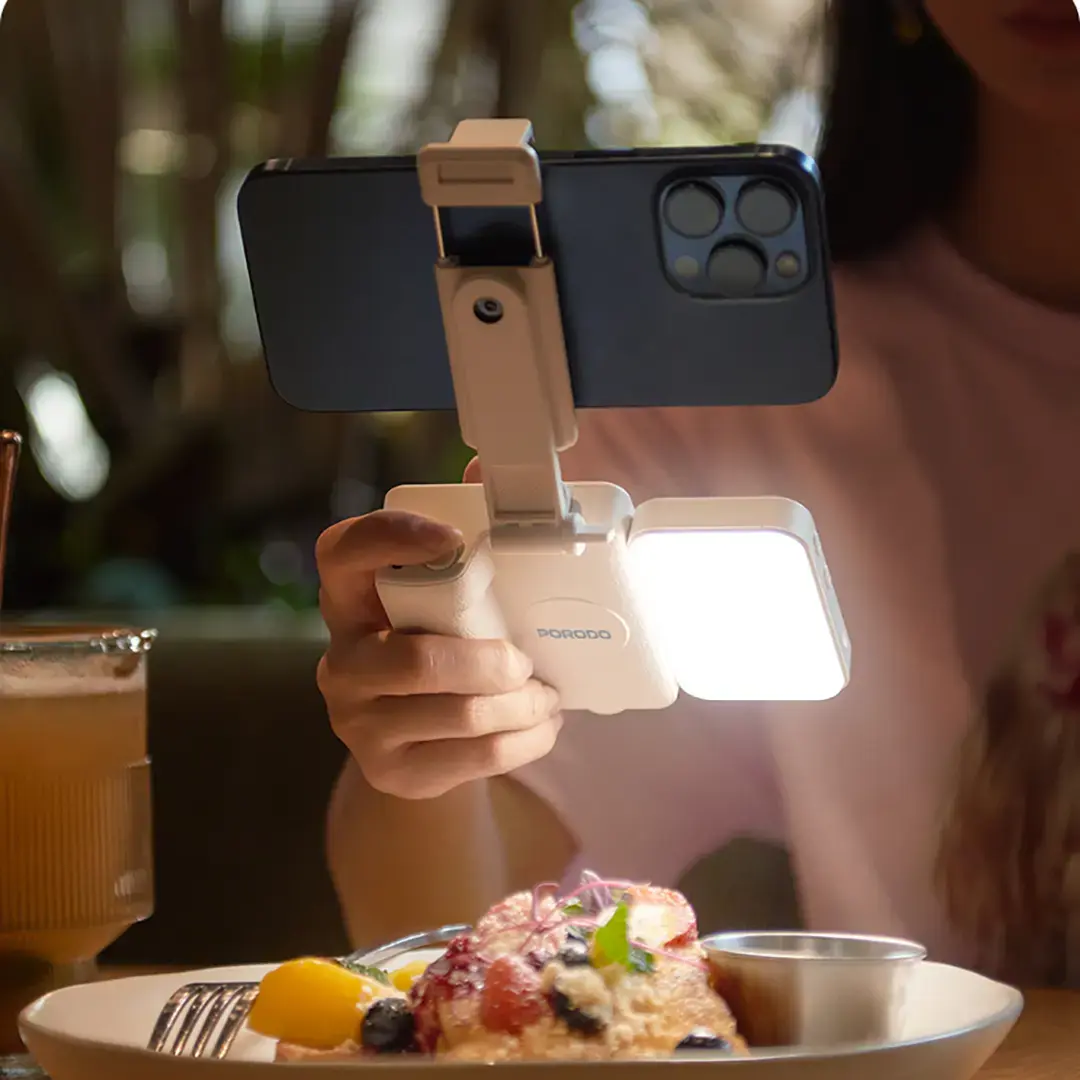 Porodo Selfie Stick with Bluetooth and Fill Light 650mAh