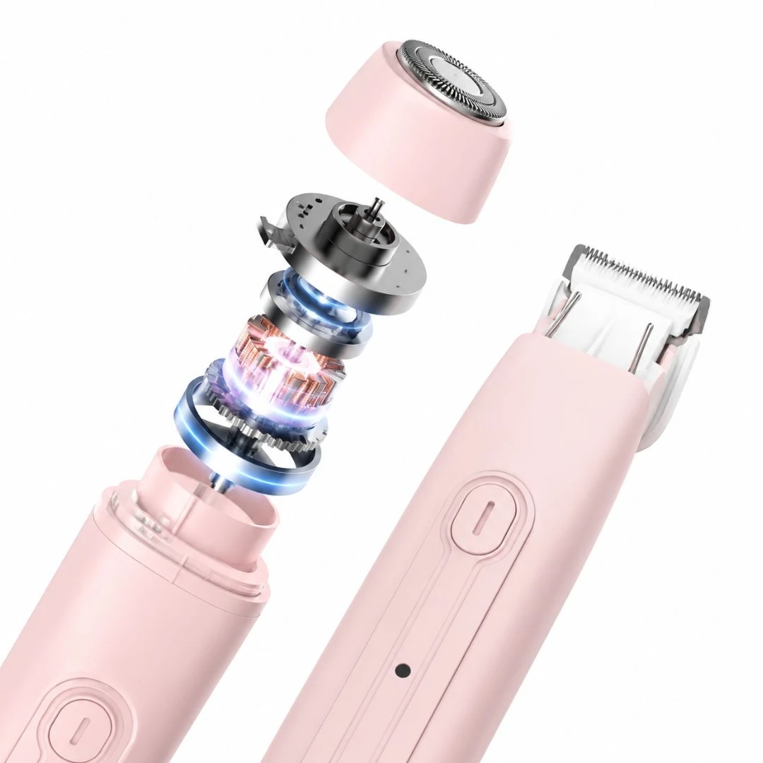 Porodo Electric Shaver PDLFSTHD706PK - Dual-Head, USB-C Fast Charge, Pink