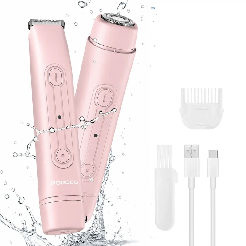 Porodo Electric Shaver PDLFSTHD706PK - Dual-Head, USB-C Fast Charge, Pink