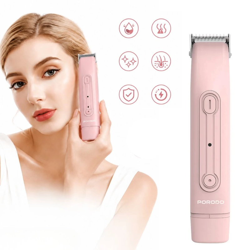 Porodo Electric Shaver PDLFSTHD706PK - Dual-Head, USB-C Fast Charge, Pink