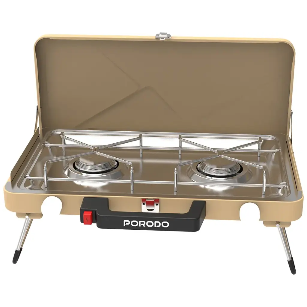 Porodo Lifestyle Portable Camping Stove with Dual Burner - Khaki