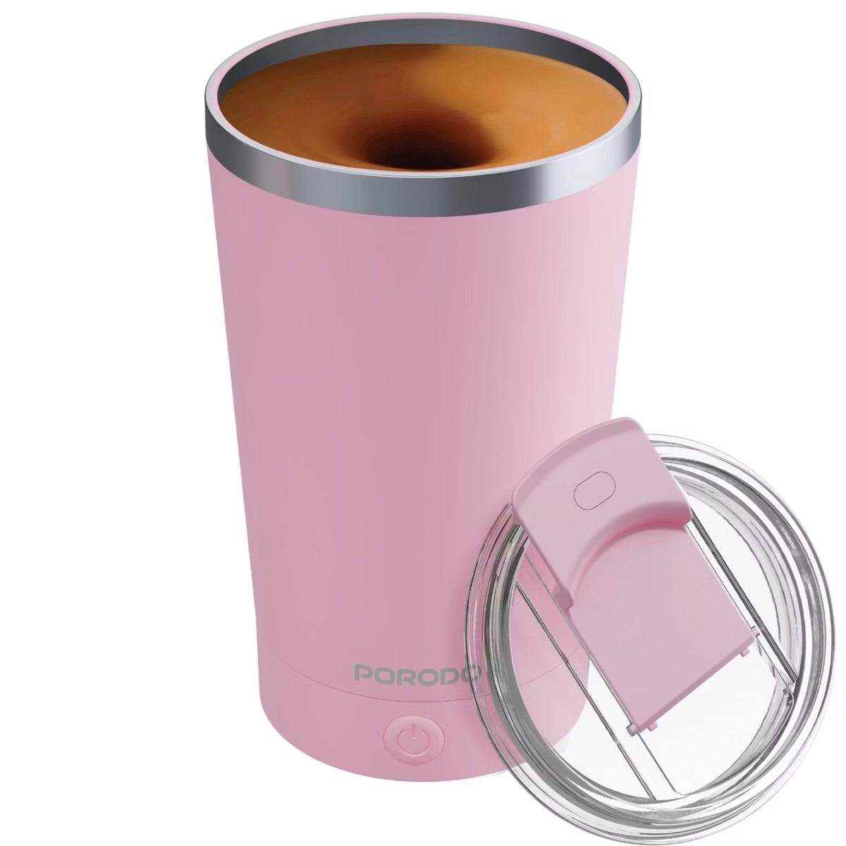 Porodo Detachable Self Stirring Mug Double Wall Stainless Steel 400ml  (PINK)