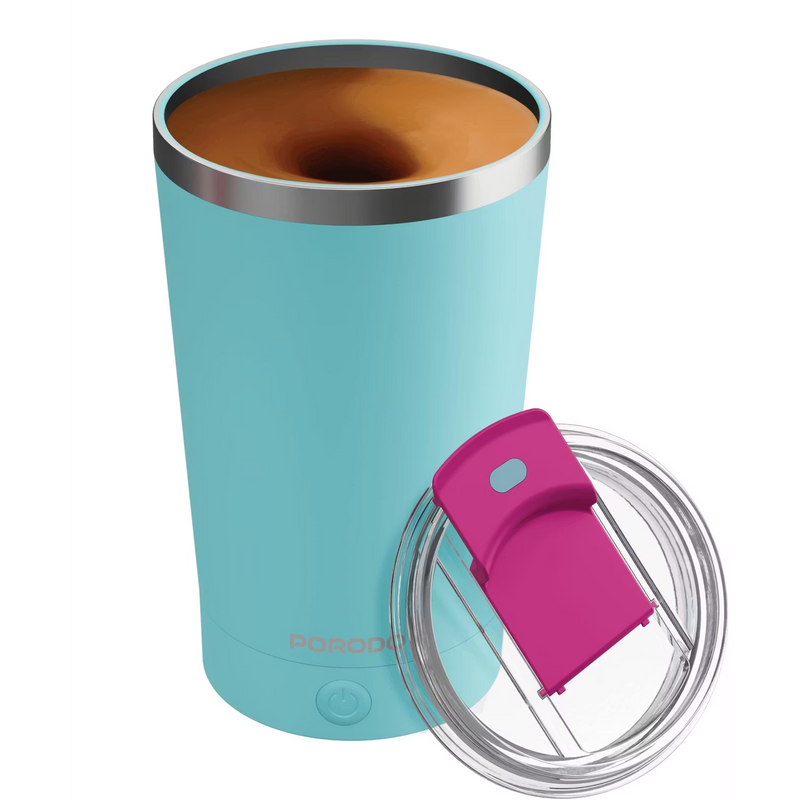Porodo Detachable Self Stirring Mug Double Wall Stainless Steel 400ml  (Blue)