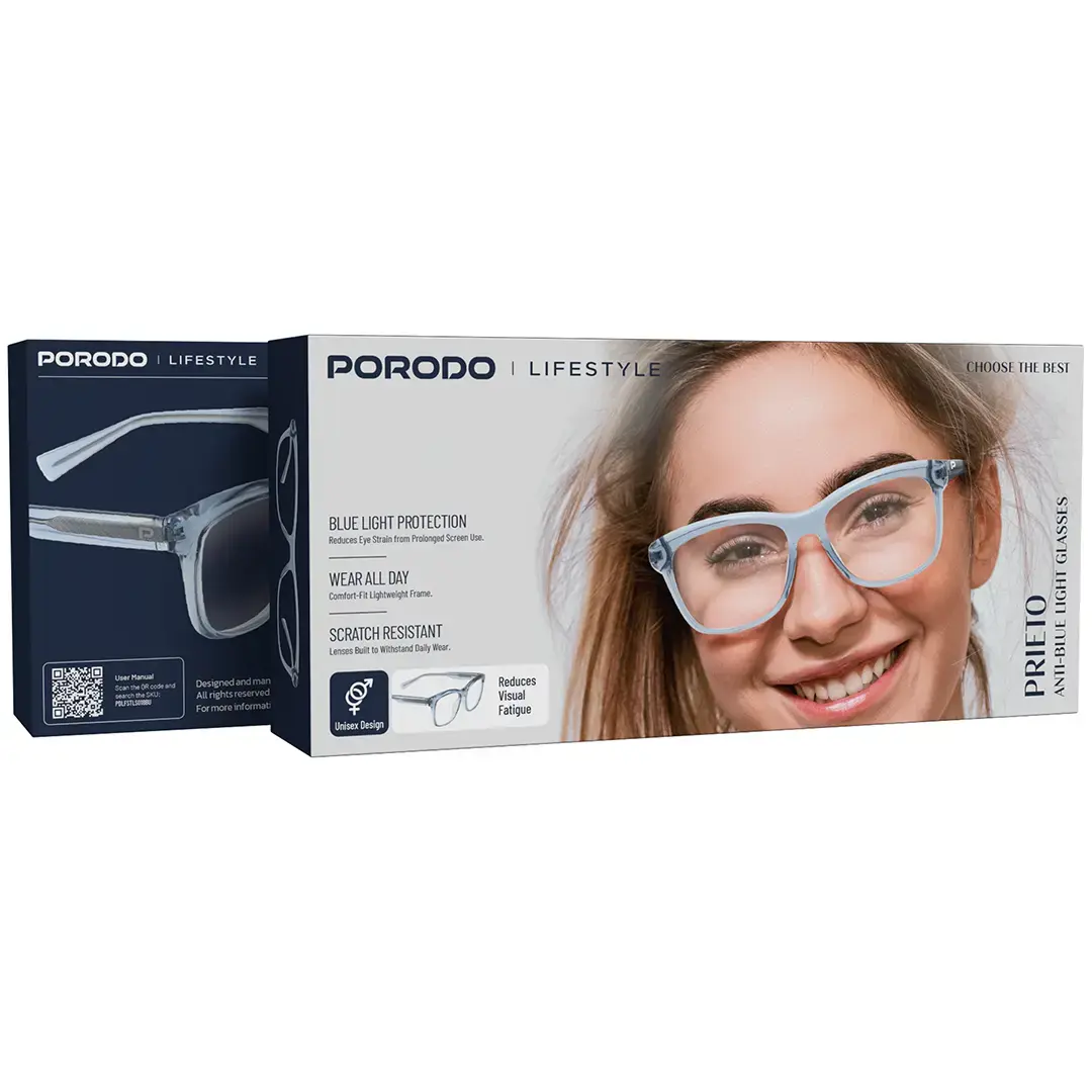 Porodo Prieto Lifestyle Cat Eye Frame Anti Blue Light Glass - Blue