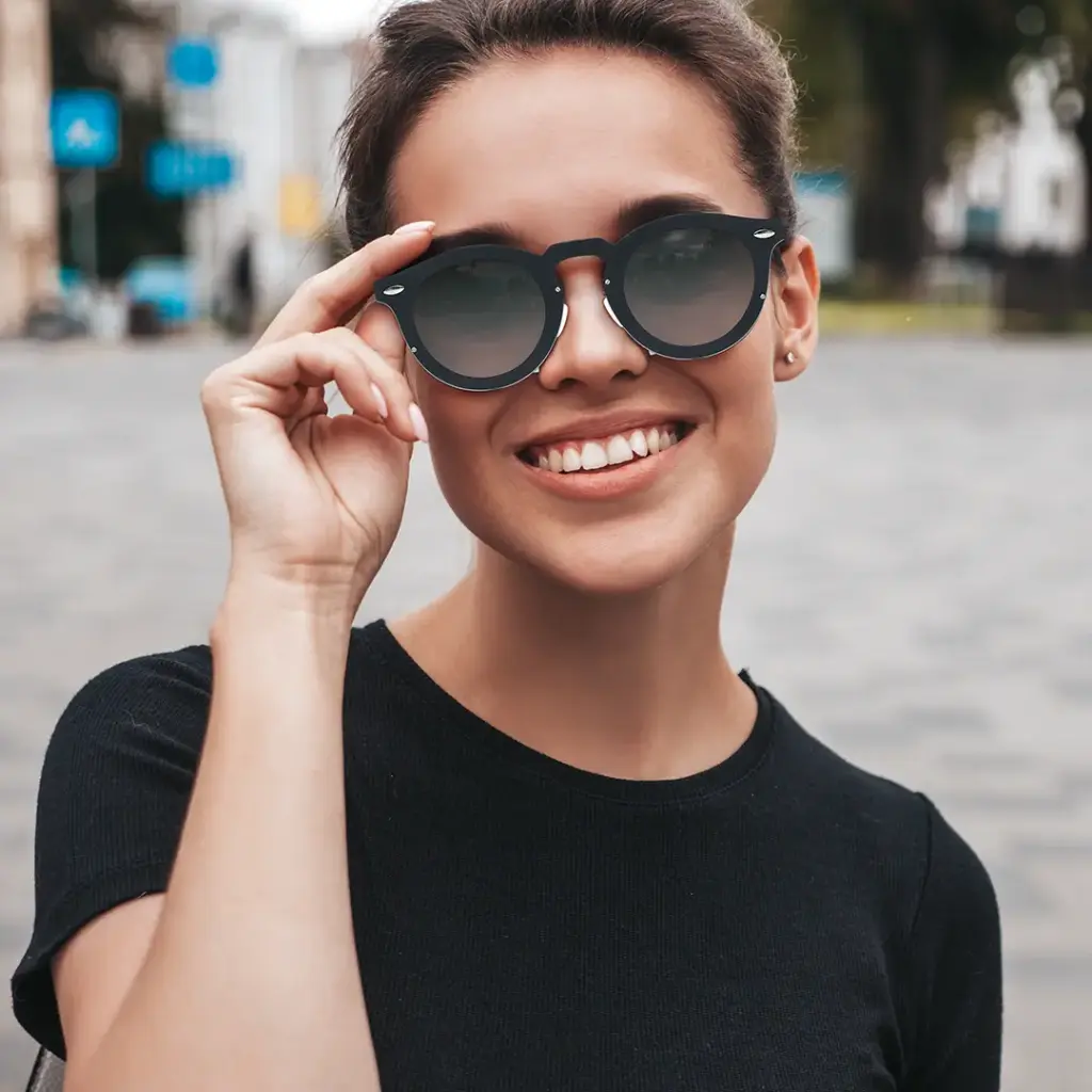 Porodo Dale Lifestyle Retro Round Frame Sunglasses With Manual Adjustable Darkness Control