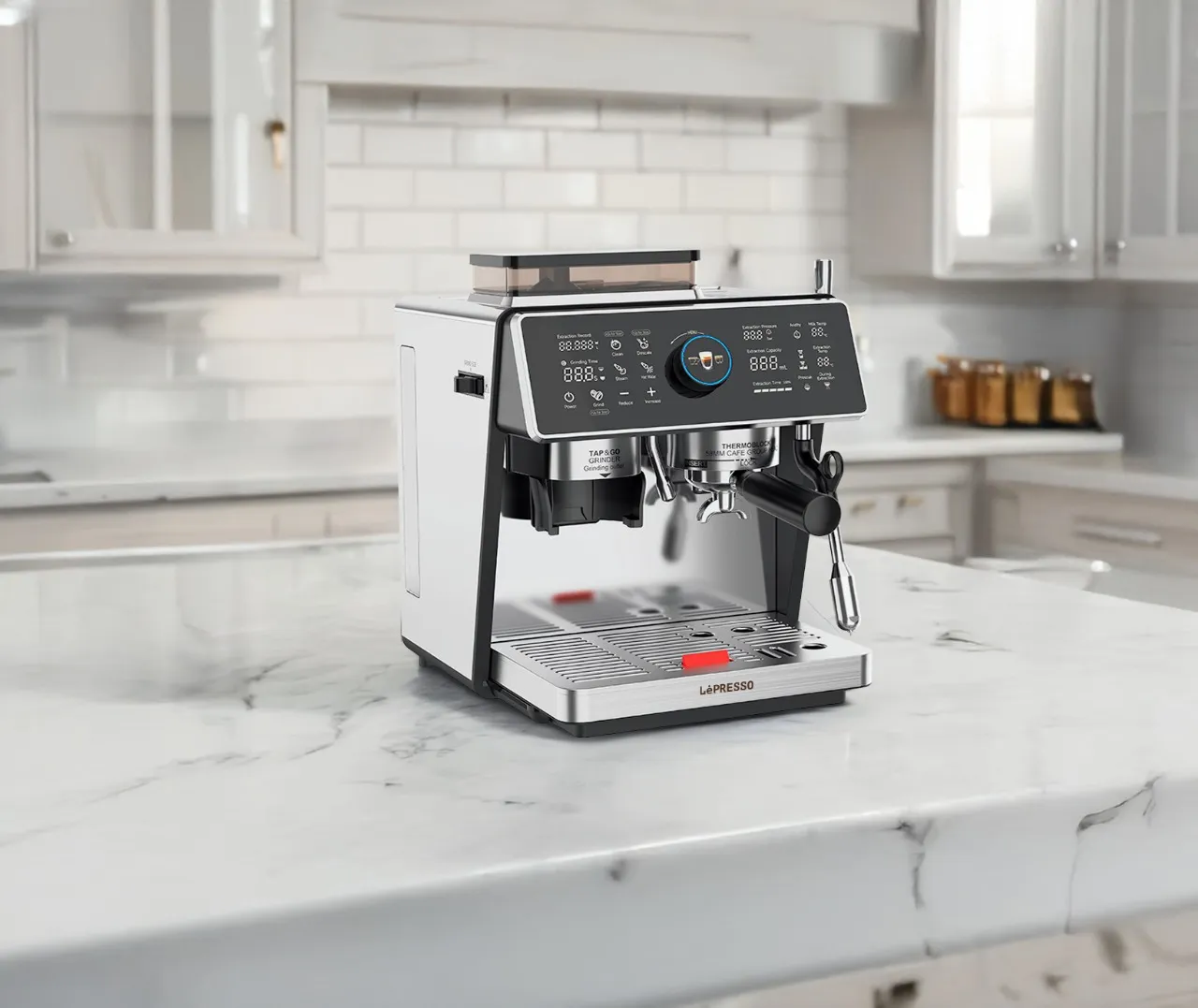 LePresso Viventé Semi-Automatic Dual Boiler Coffee Machine with Touch Display - Silver