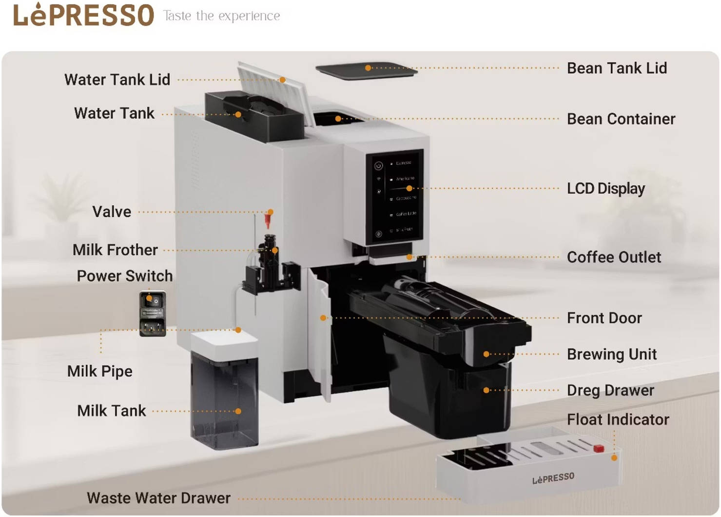 LePresso Brevissimo Automatic Coffee Machine with Mobile App. - Black