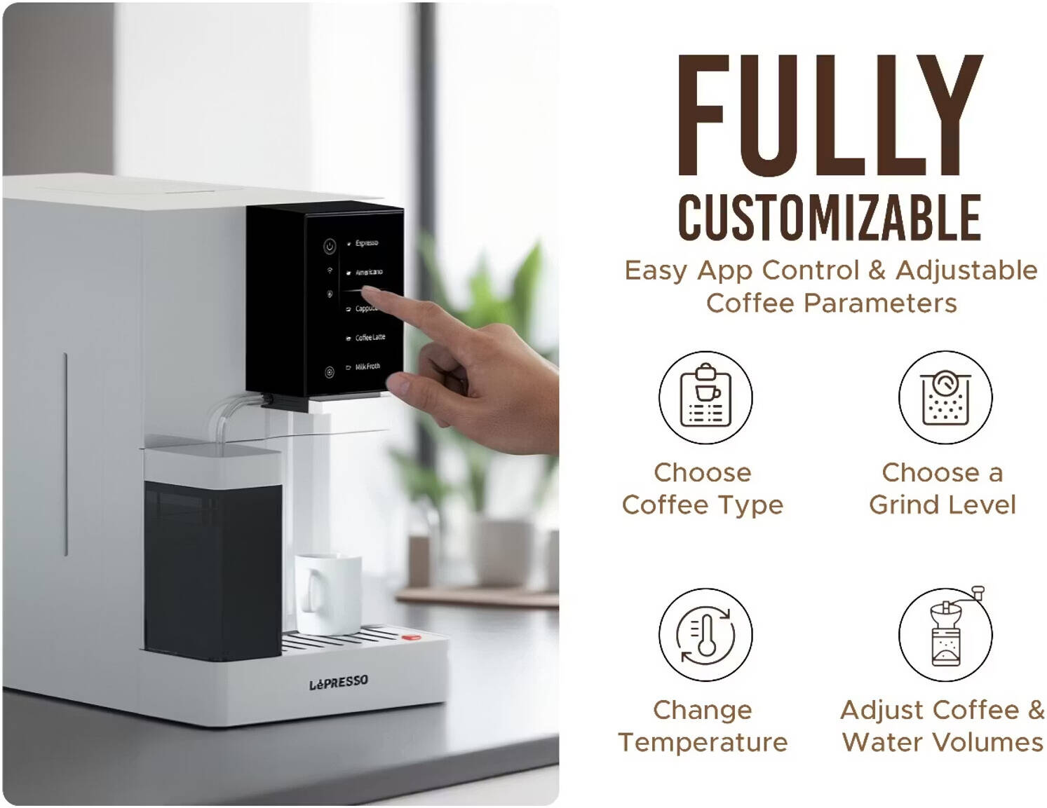 LePresso Brevissimo Automatic Coffee Machine with Mobile App White