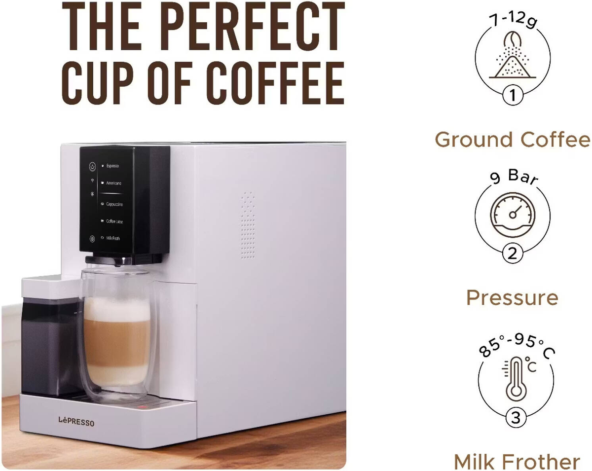 LePresso Brevissimo Automatic Coffee Machine with Mobile App White