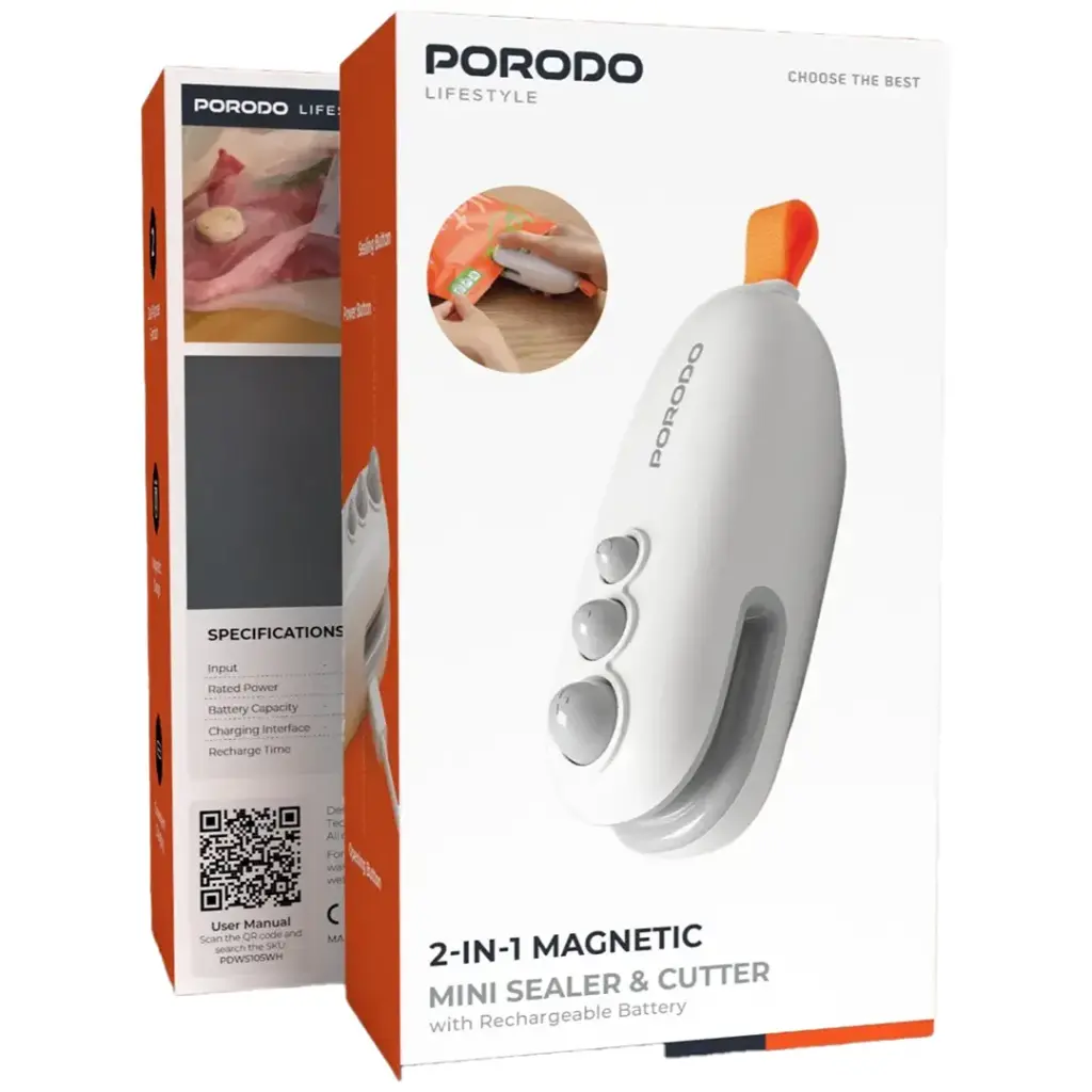 Porodo Lifestyle 2in1 Sealer with Cutter 400mAh
