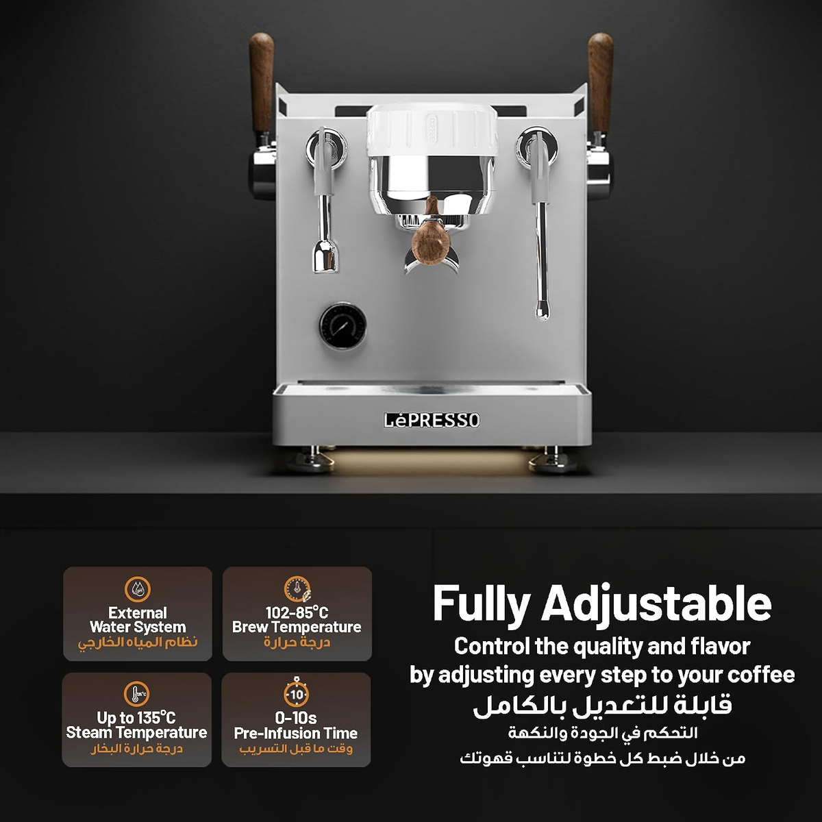 LePresso Bellissimo Triple Boiler 15 Bar Coffee Machine with Dual Italian Pump - Wh