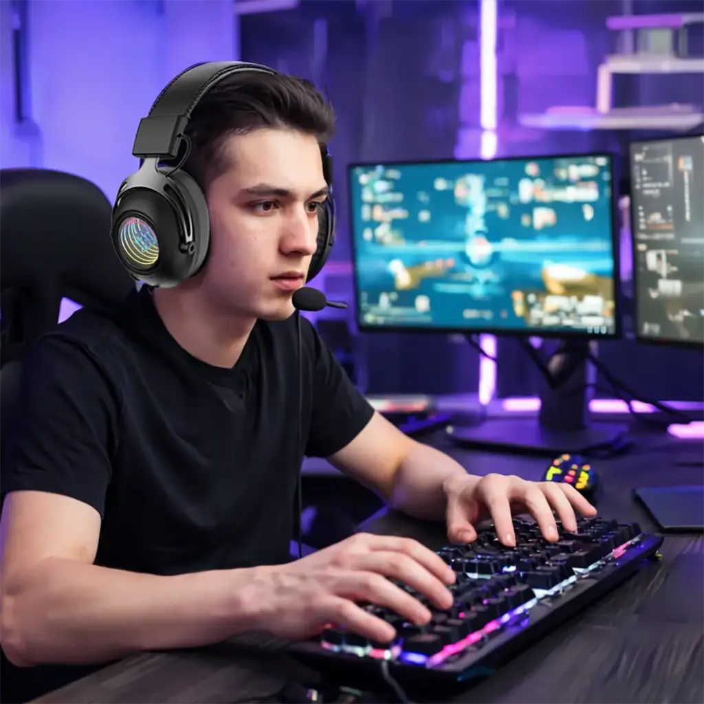 Porodo Gaming Infinity Mirror RGB Gaming headphone -Balck