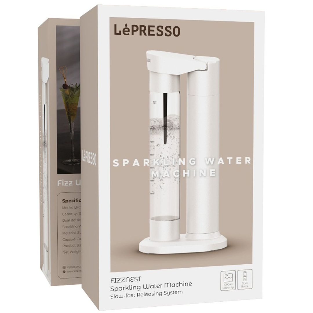 LePresso Fizznest Instant Carbonator and Soda Maker with Dual Bottle (500+350ml) (Brown)