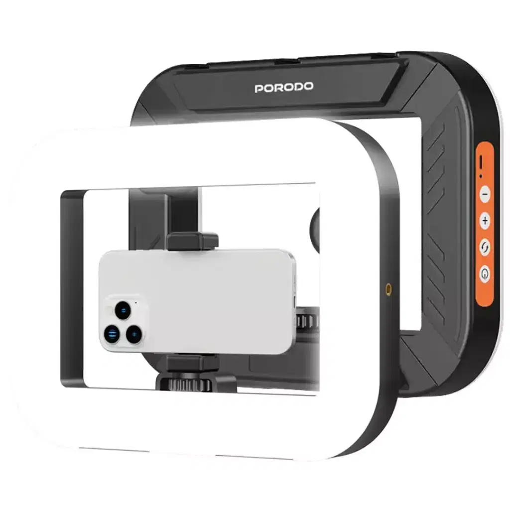 Porodo Lifestyle Vlogging Light with Tripod & Shutter Button - Black