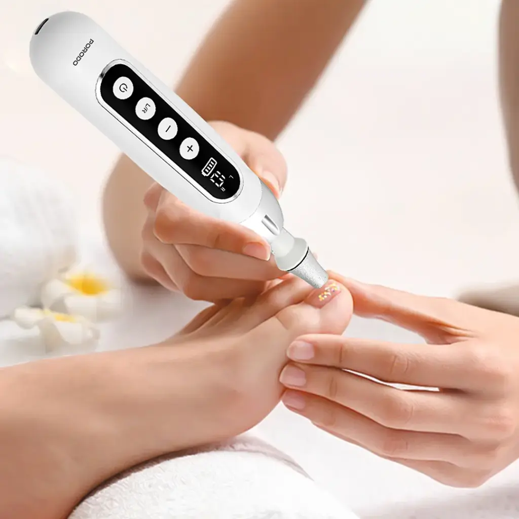 Porodo Lifestyle 8 in 1 Rechargeable Electric Nail Drill with 10 Speeds and LED Disp