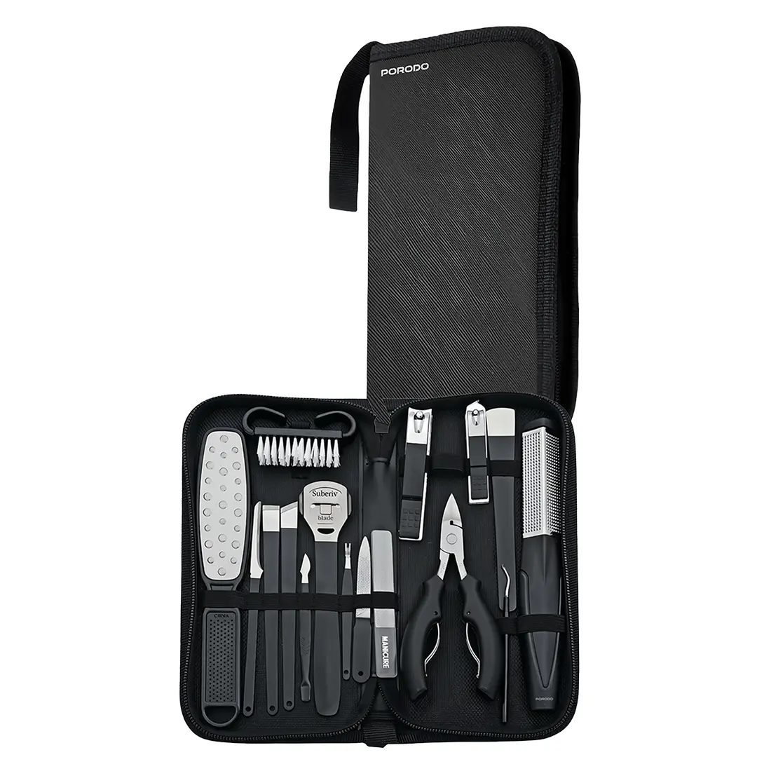 Porodo Lifestyle16 Pcs Stainless Steel Nail Clipper Set For Manicure and Pedicure