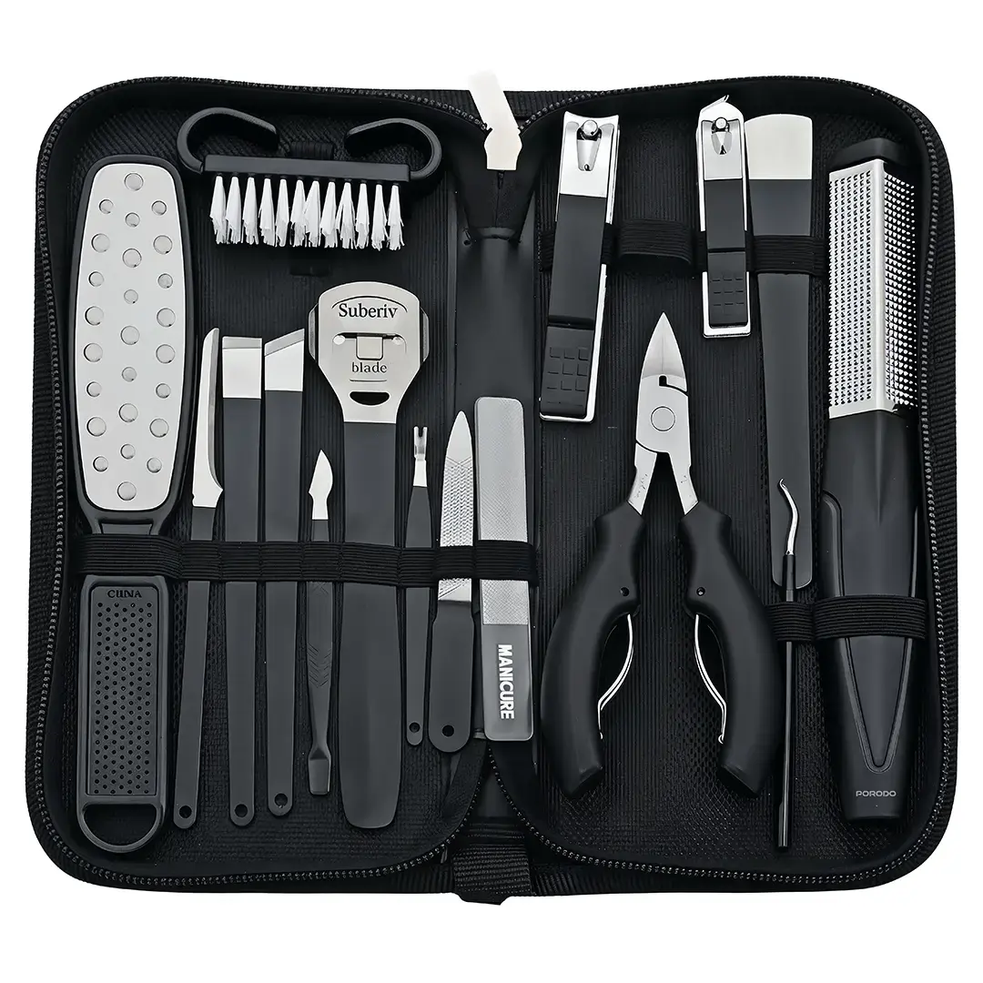 Porodo Lifestyle16 Pcs Stainless Steel Nail Clipper Set For Manicure and Pedicure