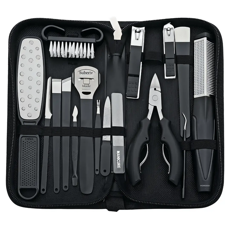 Porodo Lifestyle16 Pcs Stainless Steel Nail Clipper Set For Manicure and Pedicure