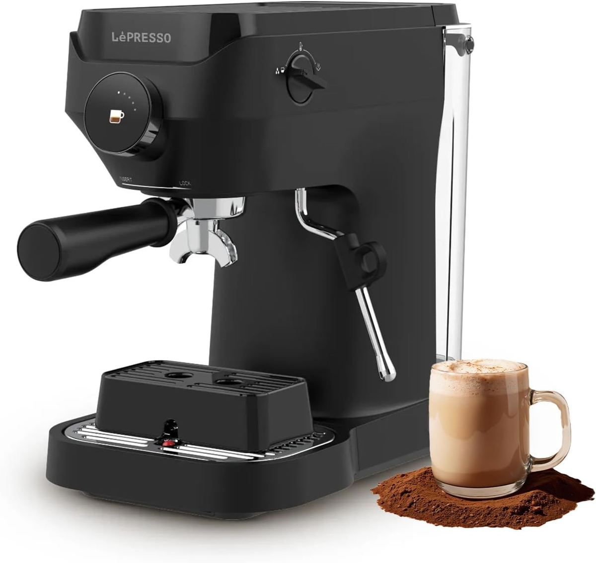 LePresso LuceNero 19-Bar Coffee Machine with LCD Screen - Black