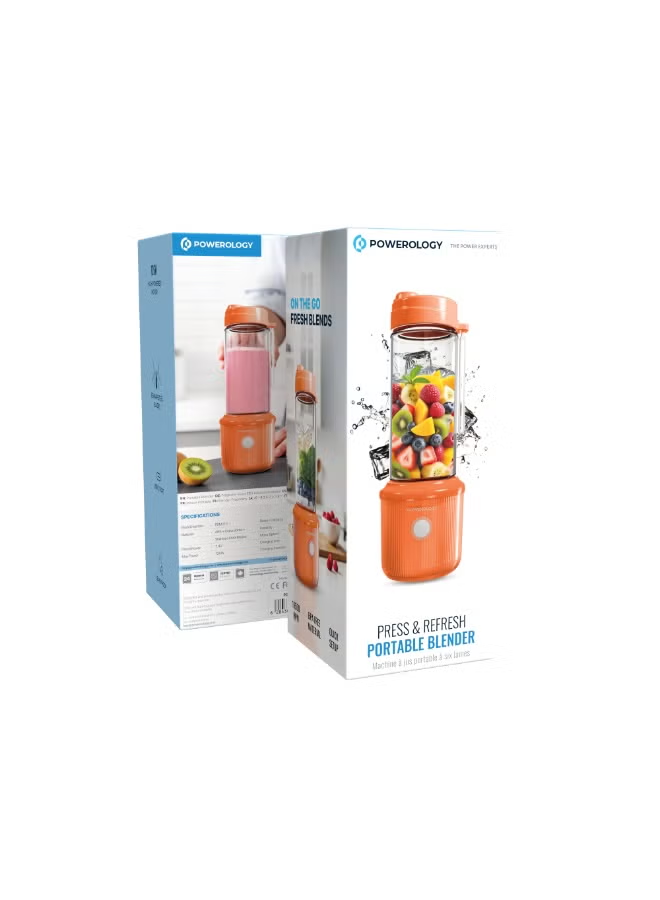 Powerology Press & Refresh Portable Blender 450ml 2500mAh 6 Blades 126W