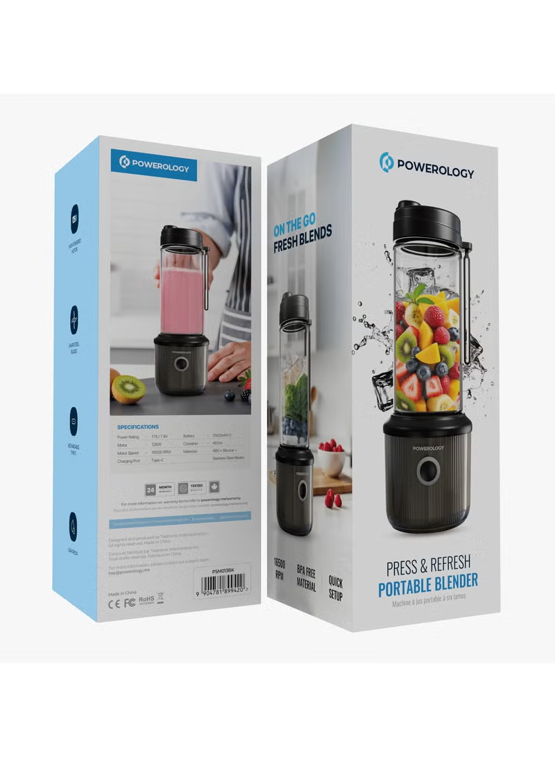 Powerology Press & Refresh Portable Blender 450ml 2500mAh 6 Blades 126W
