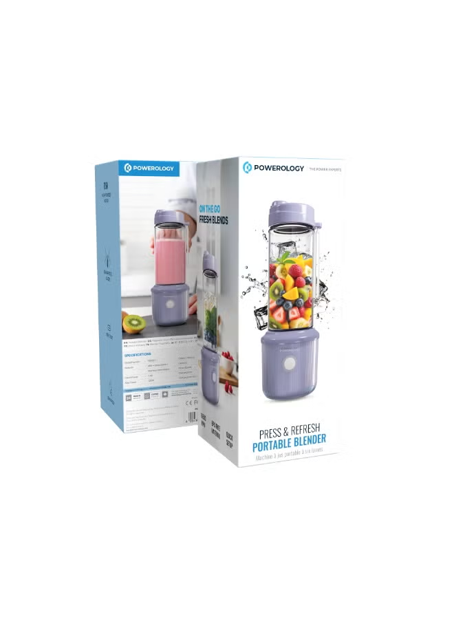 Powerology Press & Refresh Portable Blender 450ml 2500mAh 6 Blades 126W