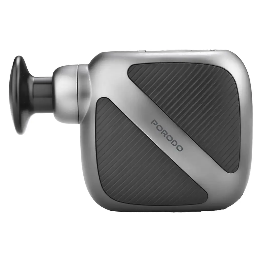 Porodo Lifestyle Pocket Sized Portable Mini Pocket Massager With 3 Massage Heads -Gray