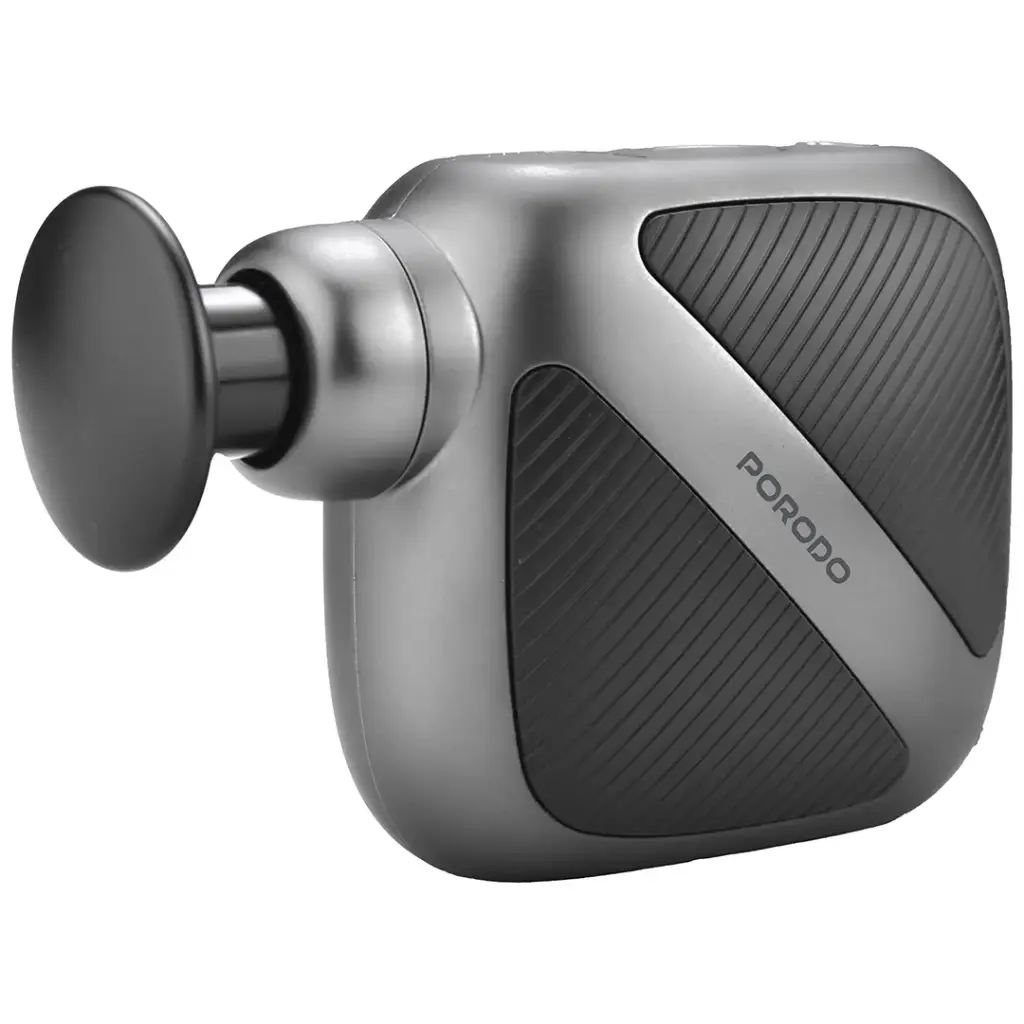 Porodo Lifestyle Pocket Sized Portable Mini Pocket Massager With 3 Massage Heads -Gray