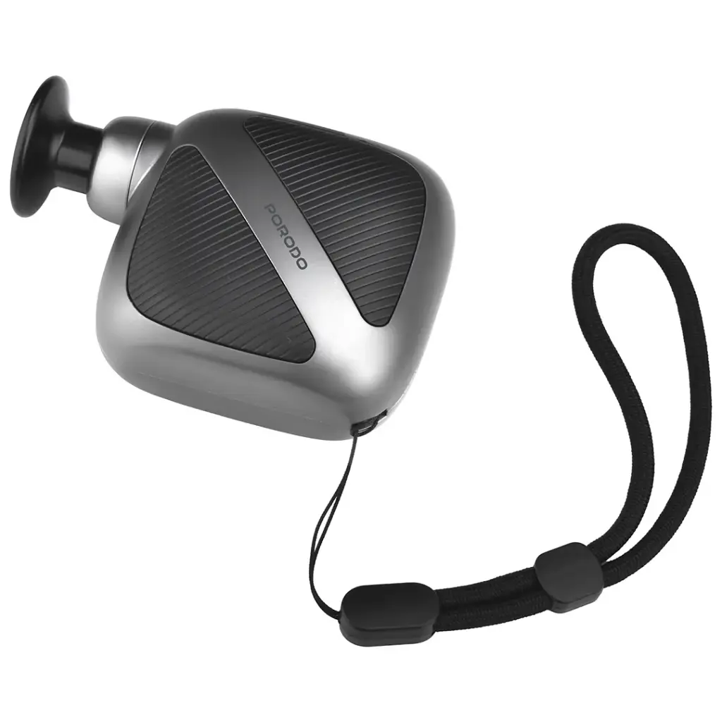 Porodo Lifestyle Pocket Sized Portable Mini Pocket Massager With 3 Massage Heads -Gray