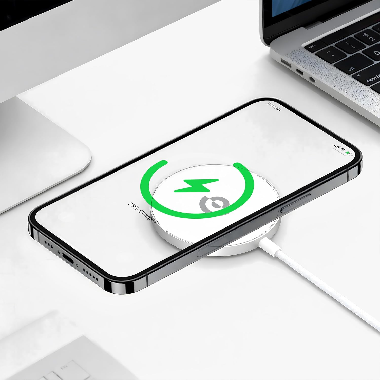 Powerology MagNova Braided Magsafe Charger with QI2.2 25W - Silver