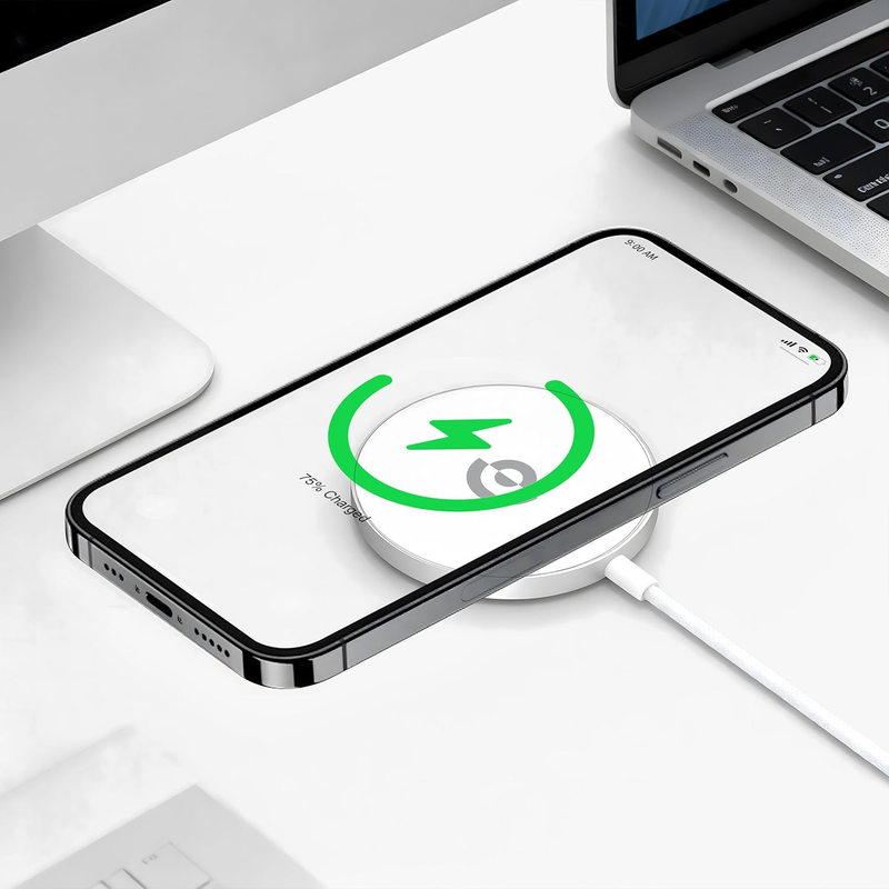 Powerology MagNova Braided Magsafe Charger with QI2.2 25W - Silver
