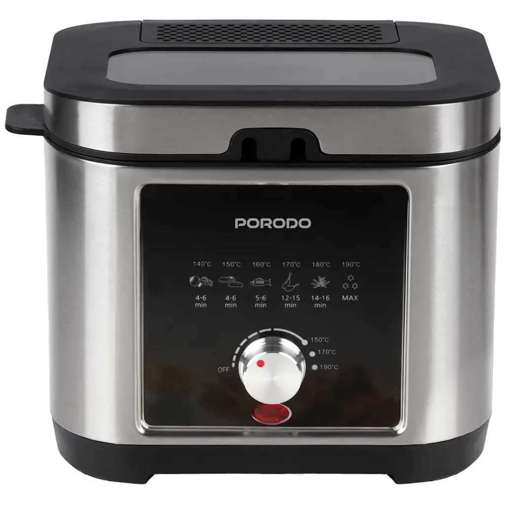 Porodo Lifestyle 2.5L Stainless Steel Deep Fryer Knob Temperature Control