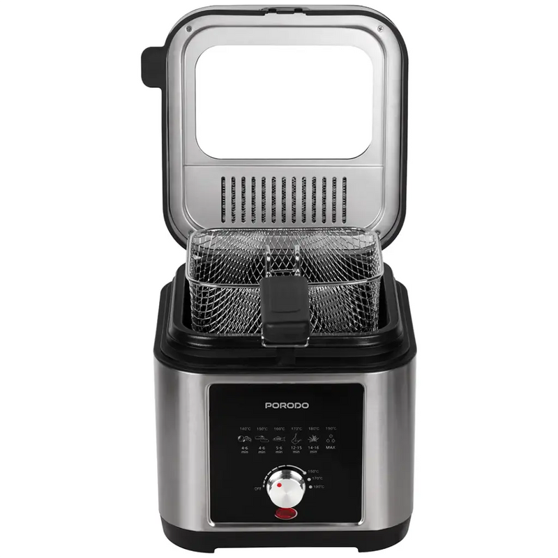 Porodo Lifestyle 2.5L Stainless Steel Deep Fryer Knob Temperature Control