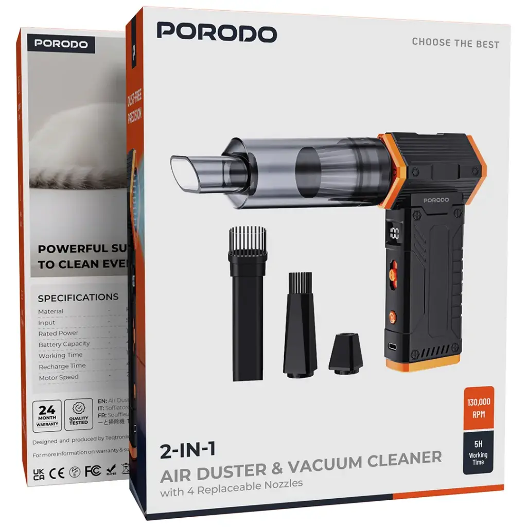 Porodo 130000 RPM 2 in 1 Vaccum and Blower - Black/Orange