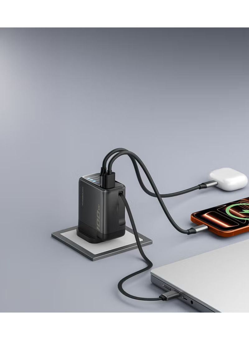 Powerology 100W TFT Adaptor with Retractable Cable 1C & 1A