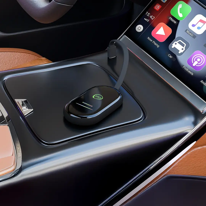 Porodo Play-X 2 in1 Wireless Android Carplay Adaptor with Wi-Fi and Bluetooth Connectivity - Black