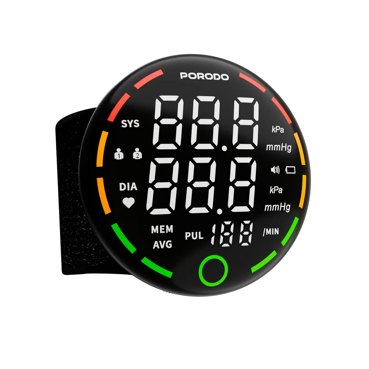 Porodo Rechargeable Wrist BP Monitor - Black
