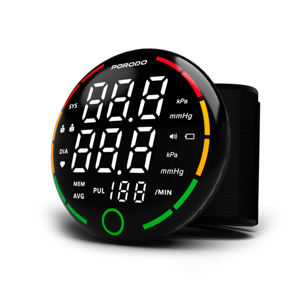 Porodo Rechargeable Wrist BP Monitor - Black